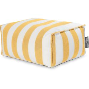 Repose-pied d'extérieur rayé jaune et blanc  55x65x30 cm
