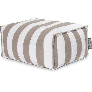 Repose-pied d'extérieur rayé taupe et blanc  55x65x30 cm