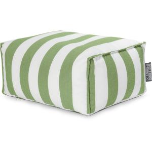 Repose-pied d'extérieur rayé vert et blanc  55x65x30 cm