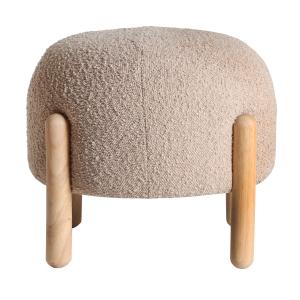 Repose- pied en coton bouclé beige 43x43x36 cm