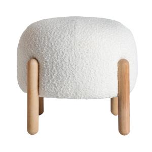 Repose- pied en coton bouclé blanc 43x43x36 cm