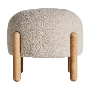 Repose- pied en coton bouclé brun clair 41x41x38 cm