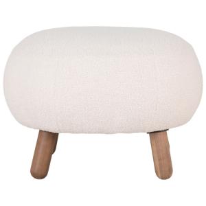 Repose- pied en tissu bouclé écru et bois