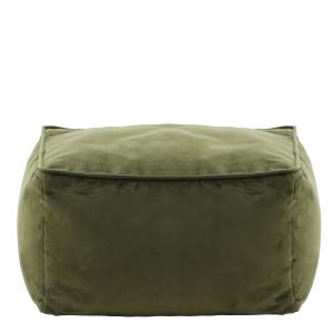 Repose-pieds carré velours vert olive