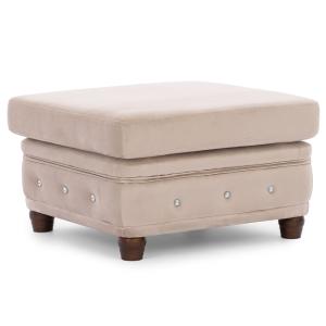 Repose-pieds Chesterfield en velours beige
