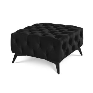 Repose-pieds Chesterfield en velours noir avec pieds noirs