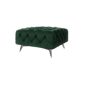 Repose-pieds Chesterfield en velours, pieds en métal, vert…