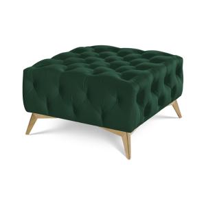 Repose-pieds Chesterfield en velours vert avec pieds dorés