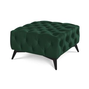 Repose-pieds Chesterfield en velours vert avec pieds noirs