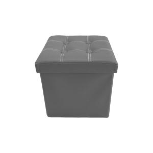Repose-pieds cube 30x30x30 cm en similicuir gris
