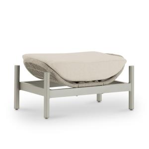 Repose pieds de jardin aluminium et corde beige