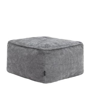 Repose-pieds pouf carré en tissu chenille texturé gris