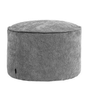 Repose-pieds pouf rond en tissu chenille texturé gris