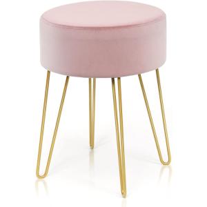 Repose-pieds rond moderne velours coiffeuse ottoman rose 39…
