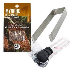 Résine de Myrrhe de Somalie à brûler   pince et rouleau de…