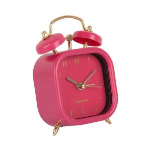 Réveil carré glam en plastique rose