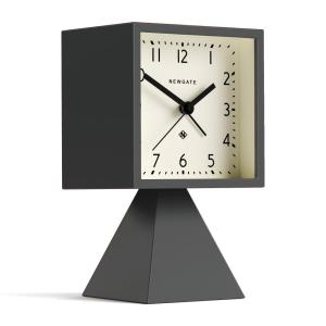 Réveil rétro rectangulaire en métal gris beige