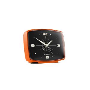 Réveil rétro rectangulaire en métal orange citrouille