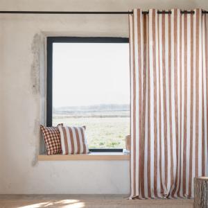 Rideau 100% coton larges rayures lourmarin terracotta 140x2…