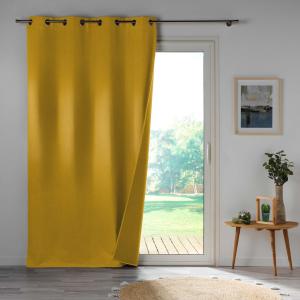 Rideau 100% occultant en microfibre polyester jaune 260 x 1…