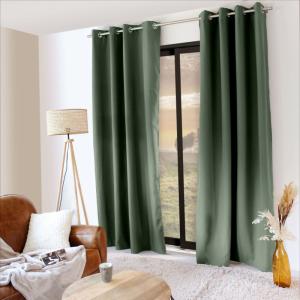 Rideau 100% occultant thermique hiver/été vert kaki 135x240…