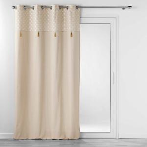 Rideau  140x240 uni top  pompons Rafina coton