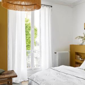 Rideau à Anneau Pince en Lin 100% lavé légèrement froissé B…