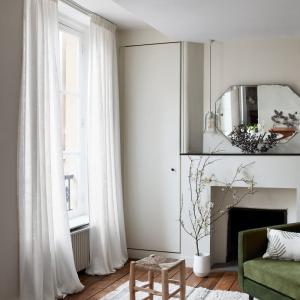 Rideau à Fronceur en Effet naturel flammé Blanc