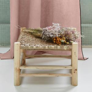 Rideau à Fronceur en Lin 100% lavé légèrement froissé Rose…