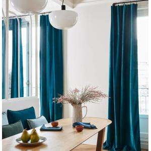 Rideau à galon fronceur bleu 134x350 cm