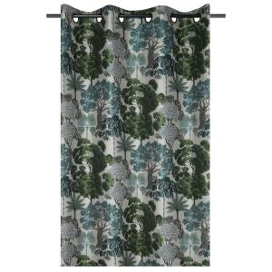 Rideau à motif forêt polyester vert 140x260 cm
