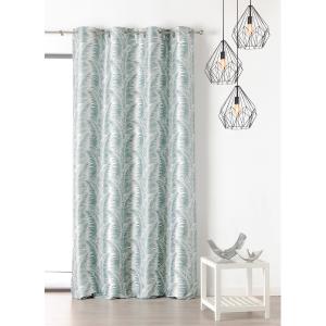 Rideau à oeillets aux motifs palmes polyester bleu 250 x 14…