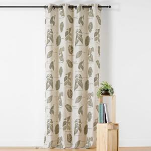 Rideau à oeillets botanique vintage lin/polyester vert 145x…