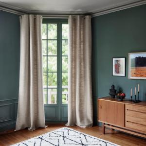 Rideau à oeillets en bouclette Calcaire 136x350 cm