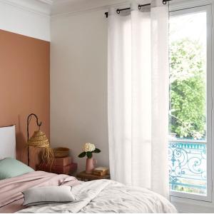 Rideau à Oeillets en Lin 100% lavé légèrement froissé Beige…