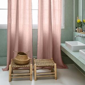 Rideau à Oeillets en Lin 100% lavé légèrement froissé Rose…