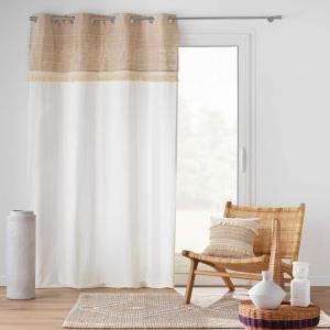 Rideau à œillets en poly-coton et jute avec bande structuré…