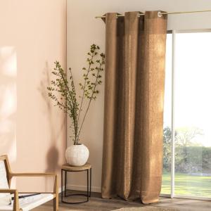 Rideau à œillets en pur lin lavé Cannelle 150x280cm