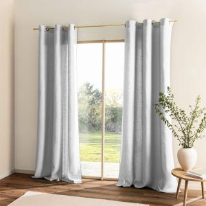 Rideau à œillets en pur lin lavé Gris argent 150x350cm