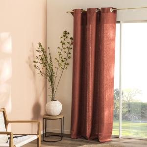 Rideau à œillets en pur lin lavé Rouge sienne 150x280cm