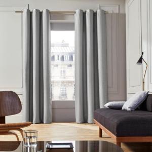 Rideau à Oeillets en Tissage toile à l'effet satiné Gris