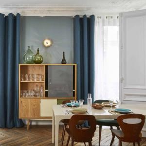 Rideau à Oeillets en Tissage toile à l'effet satiné Vert