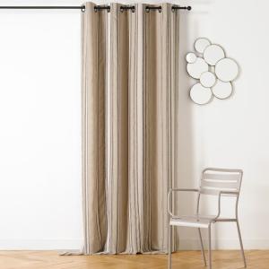 Rideau à oeillets lin rayé esprit méditerranéen polyester g…