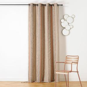 Rideau à oeillets lin rayé esprit méditerranéen polyester t…