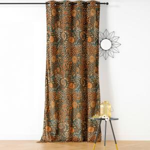 Rideau à oeillets motif cachemire polyester vert 145x260 cm