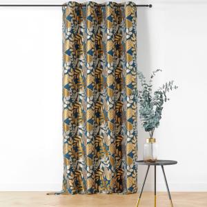 Rideau à oeillets motif végétal vintage polyester jaune 140…