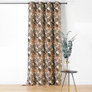 Rideau à oeillets motif végétal vintage polyester marron br…