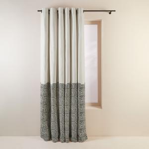 Rideau à oeillets noirs 145x268 cm Blanc cassé et noir