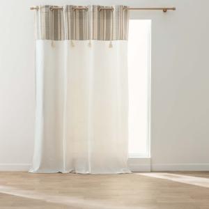 Rideau à œillets polycoton avec top à rayures métallisé et…