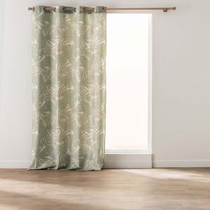 Rideau à œillets polycoton feuillages métallisé vert 140 x…